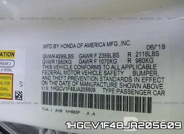 1HGCV1F48JA205609 фото 10