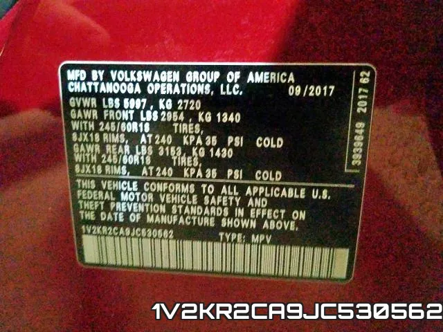 1V2KR2CA9JC530562 фото 2