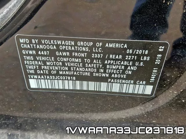 1VWAA7A33JC037818 фото 2