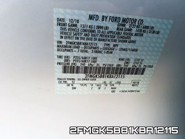 2FMGK5B81KBA12115 фото 2