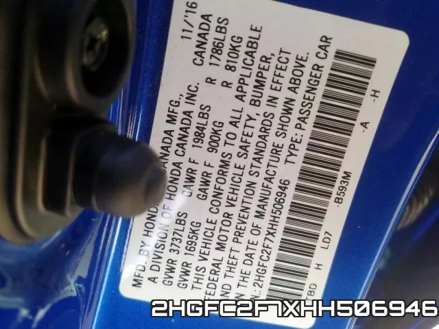 2HGFC2F7XHH506946 фото 2