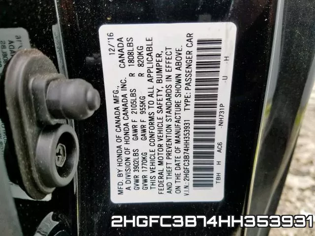 2HGFC3B74HH353931 фото 2
