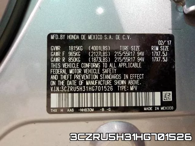3CZRU5H31HG701526 фото 2