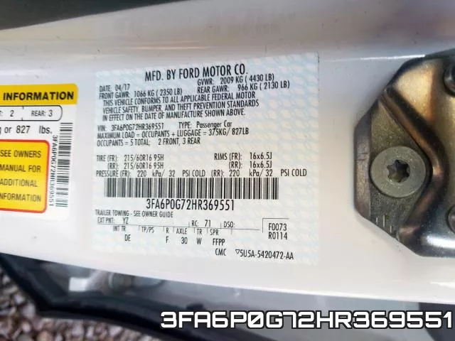 3FA6P0G72HR369551 фото 2