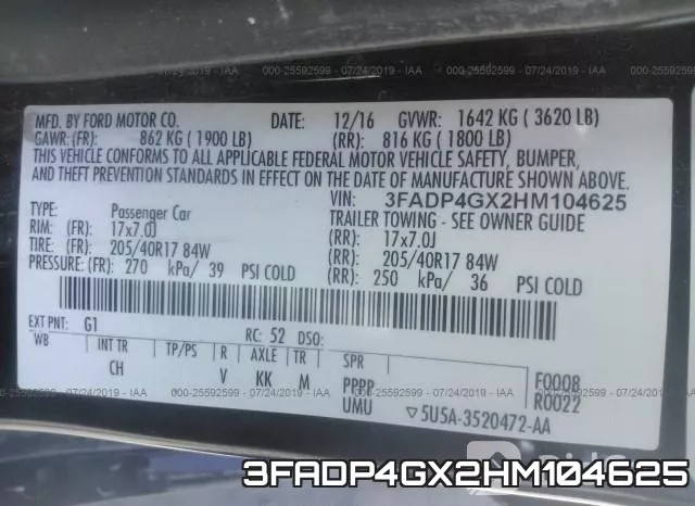 3FADP4GX2HM104625 фото 10