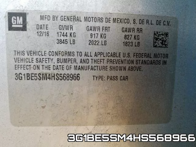 3G1BE5SM4HS568966 фото 2