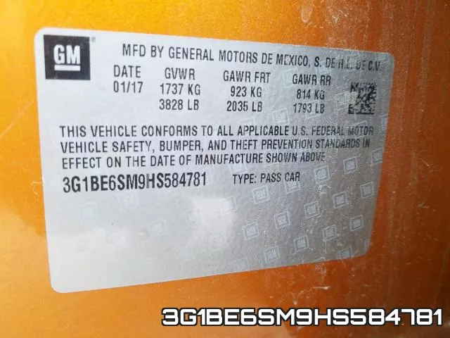 3G1BE6SM9HS584781 фото 2