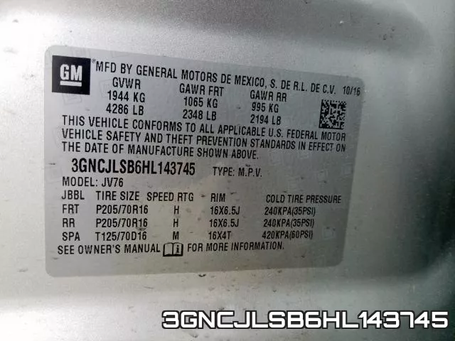 3GNCJLSB6HL143745 фото 2
