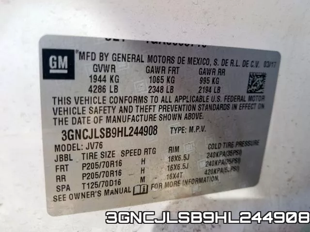 3GNCJLSB9HL244908 фото 2