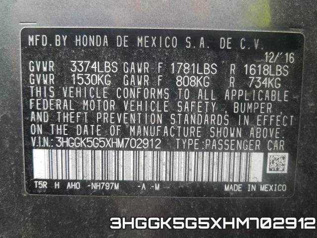 3HGGK5G5XHM702912 фото 2
