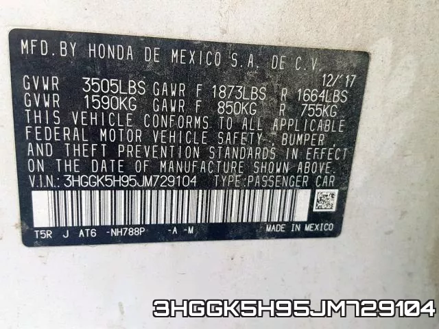 3HGGK5H95JM729104 фото 2