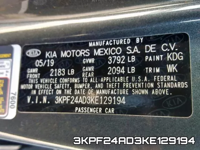 3KPF24AD3KE129194 фото 2