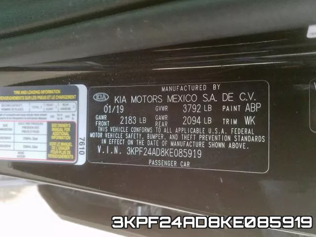 3KPF24AD8KE085919 фото 2