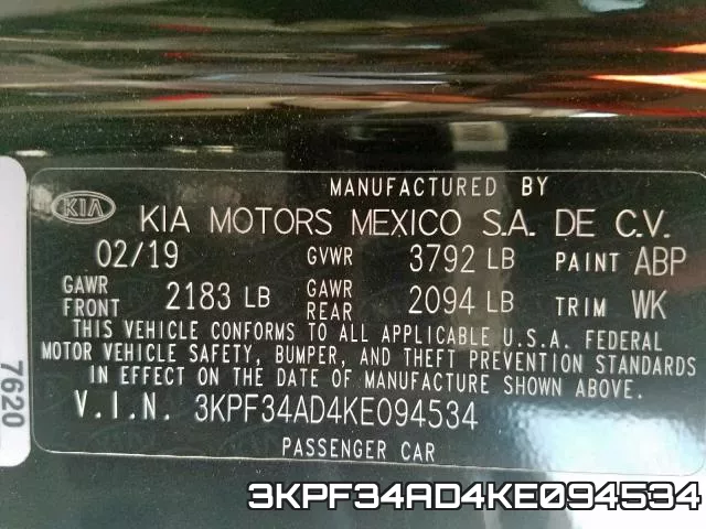 3KPF34AD4KE094534 фото 2