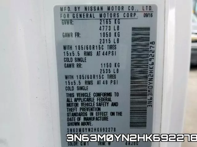 3N63M0YN2HK692278 фото 2