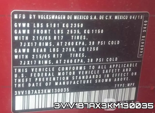 3VV1B7AX3KM130035 фото 10