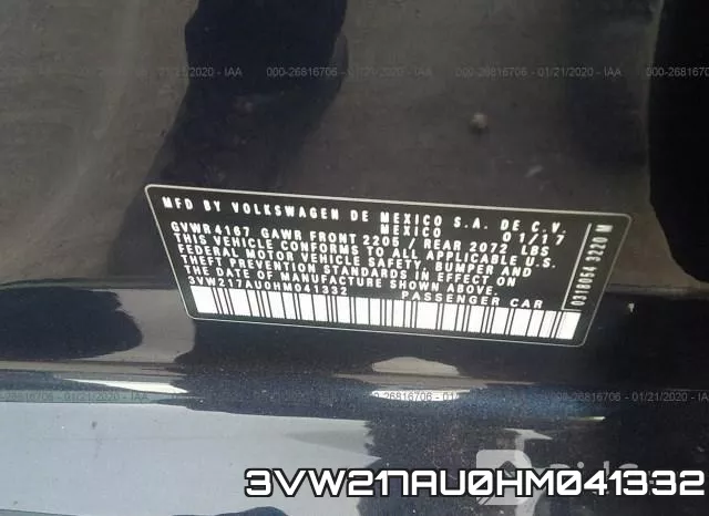 3VW217AU0HM041332 фото 10