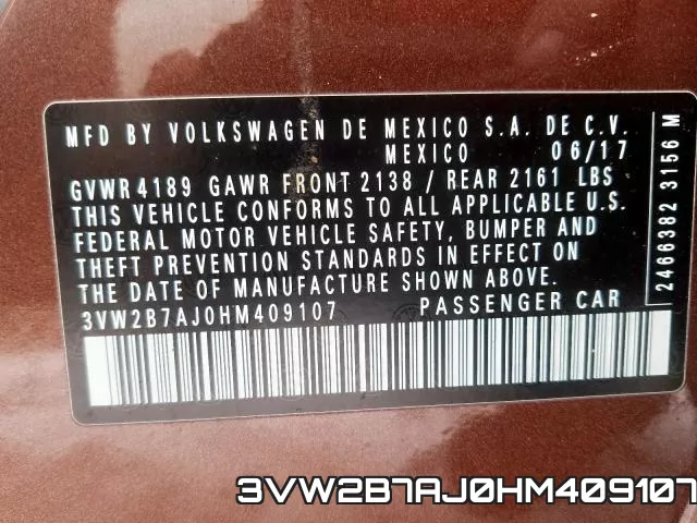 3VW2B7AJ0HM409107 фото 2