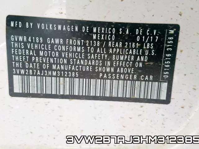 3VW2B7AJ3HM312385 фото 2