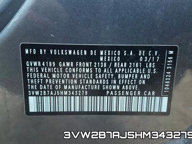 3VW2B7AJ5HM343279 фото 2