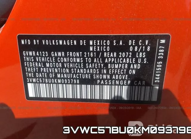 3VWC57BU0KM093798 фото 10