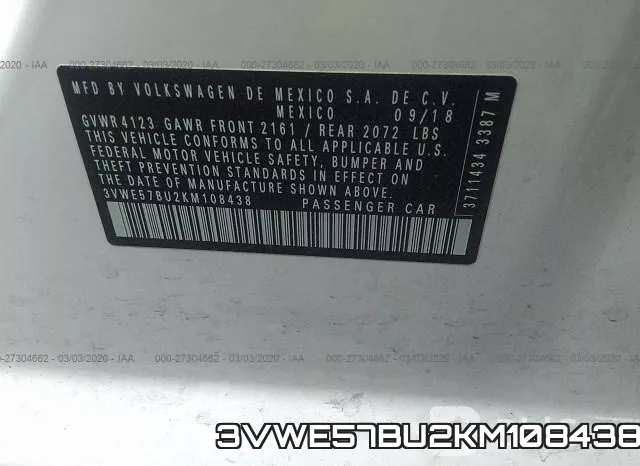 3VWE57BU2KM108438 фото 10