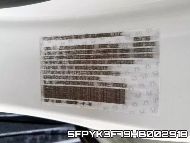 5FPYK3F79HB002918 фото 2