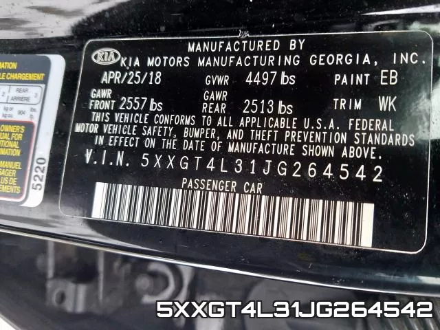 5XXGT4L31JG264542 фото 2