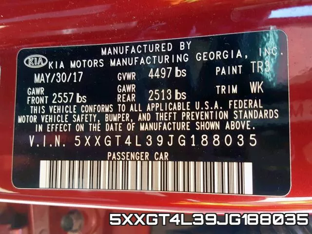 5XXGT4L39JG188035 фото 2