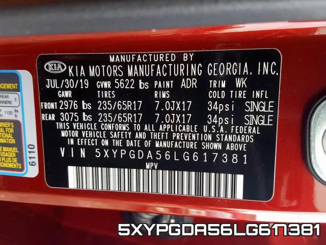 5XYPGDA56LG617381 фото 2