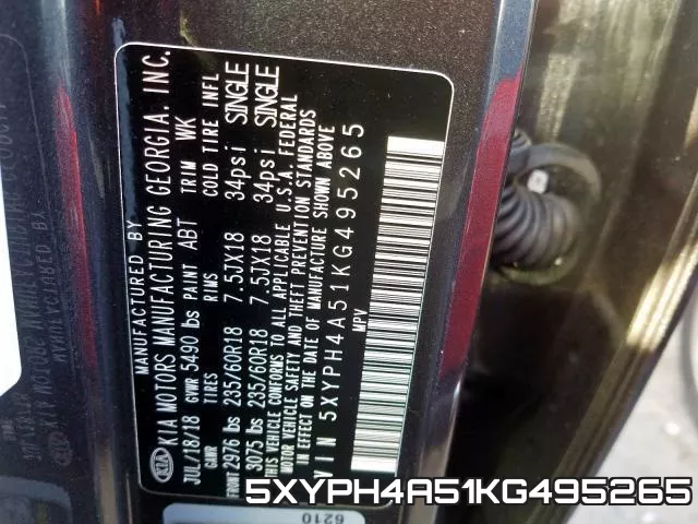 5XYPH4A51KG495265 фото 2
