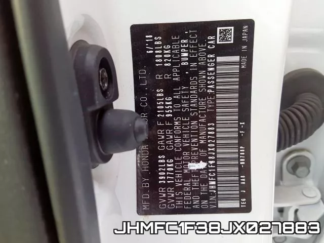 JHMFC1F38JX027883 фото 2