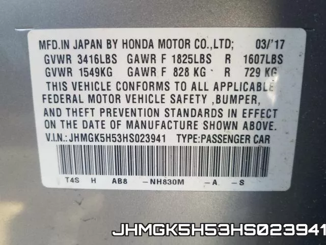 JHMGK5H53HS023941 фото 2