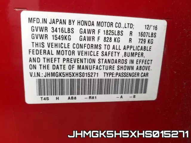 JHMGK5H5XHS015271 фото 2