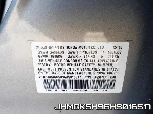 JHMGK5H96HS016517 фото 2