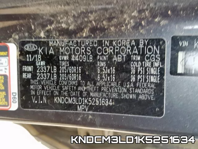 KNDCM3LD1K5251634 фото 2