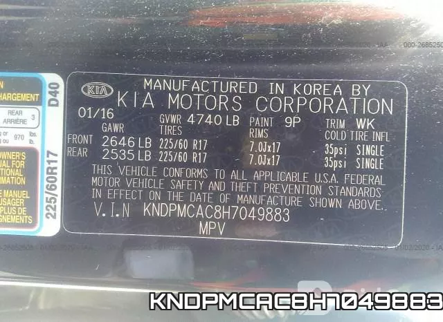 KNDPMCAC8H7049883 фото 10