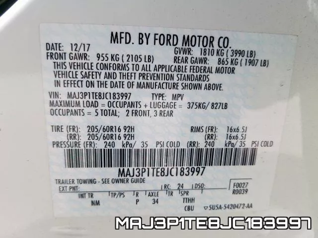MAJ3P1TE8JC183997 фото 2