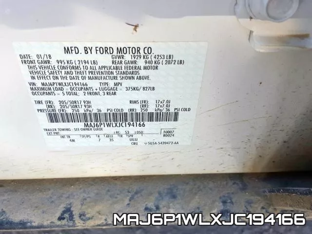 MAJ6P1WLXJC194166 фото 2