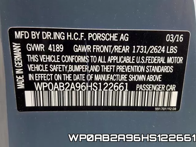 WP0AB2A96HS122661 фото 2
