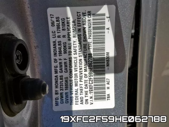 19XFC2F59HE062788 фото 2
