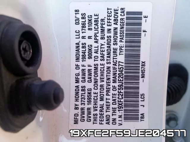 19XFC2F59JE204577 фото 2