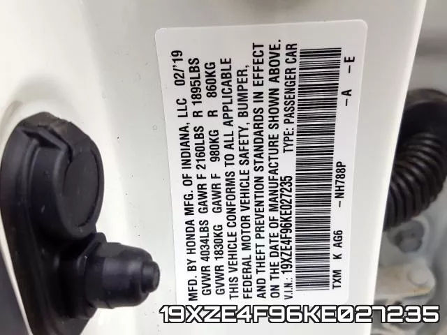 19XZE4F96KE027235 фото 2
