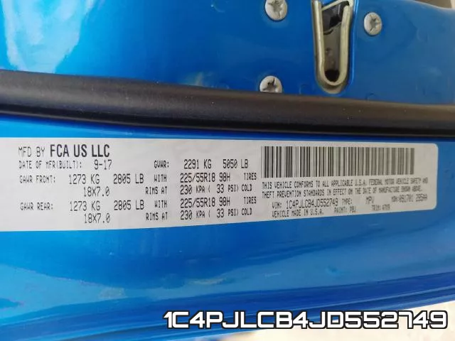 1C4PJLCB4JD552749 фото 2