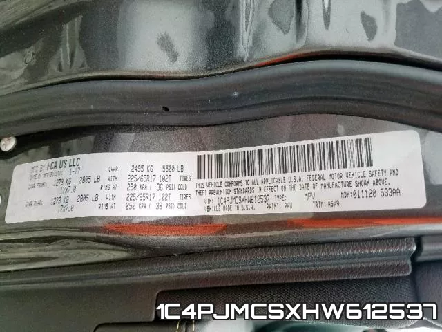 1C4PJMCSXHW612537 фото 2