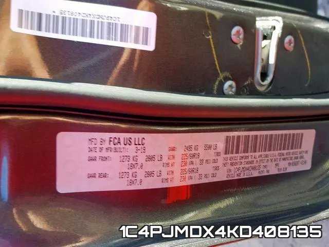 1C4PJMDX4KD408135 фото 2