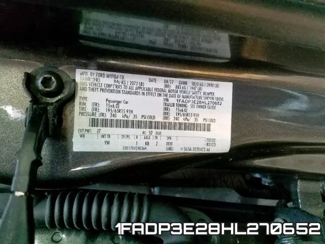 1FADP3E28HL270652 фото 2