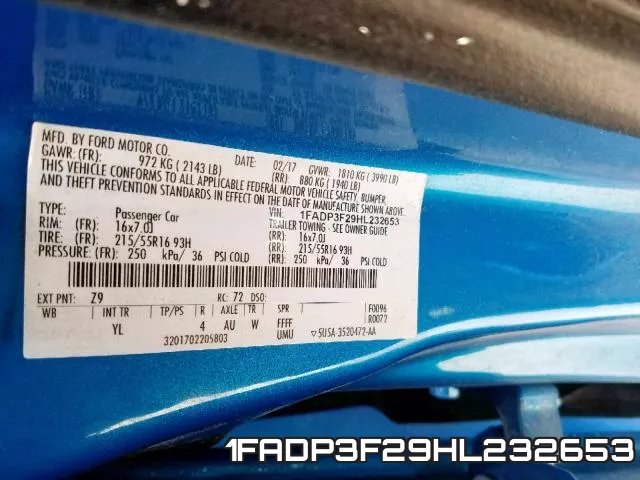 1FADP3F29HL232653 фото 2
