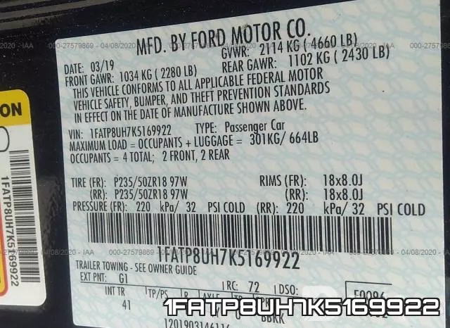 1FATP8UH7K5169922 фото 10