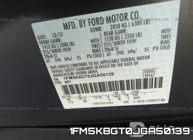 1FM5K8GT0JGA50139 фото 10